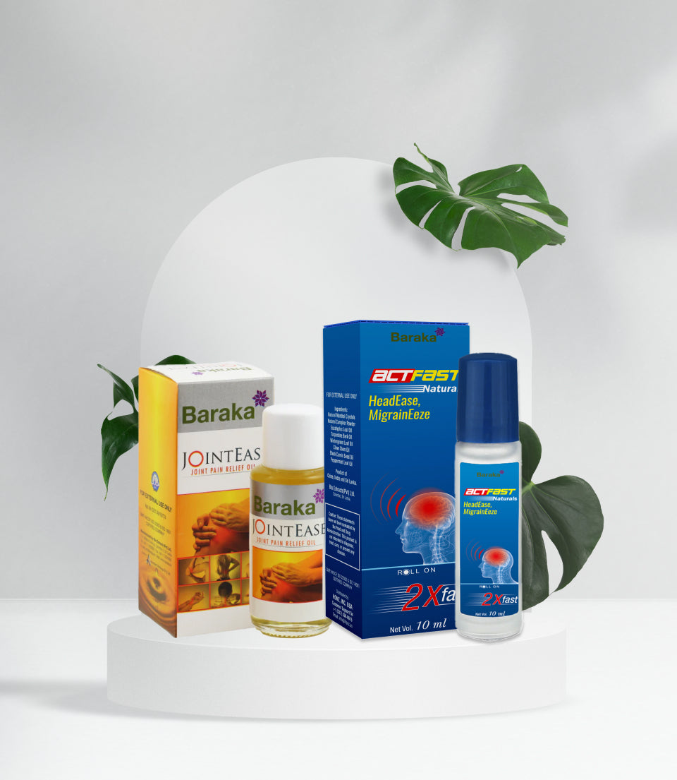 Baraka ActFast Roll-On and JointEase Oil together — complete natural pain relief combo