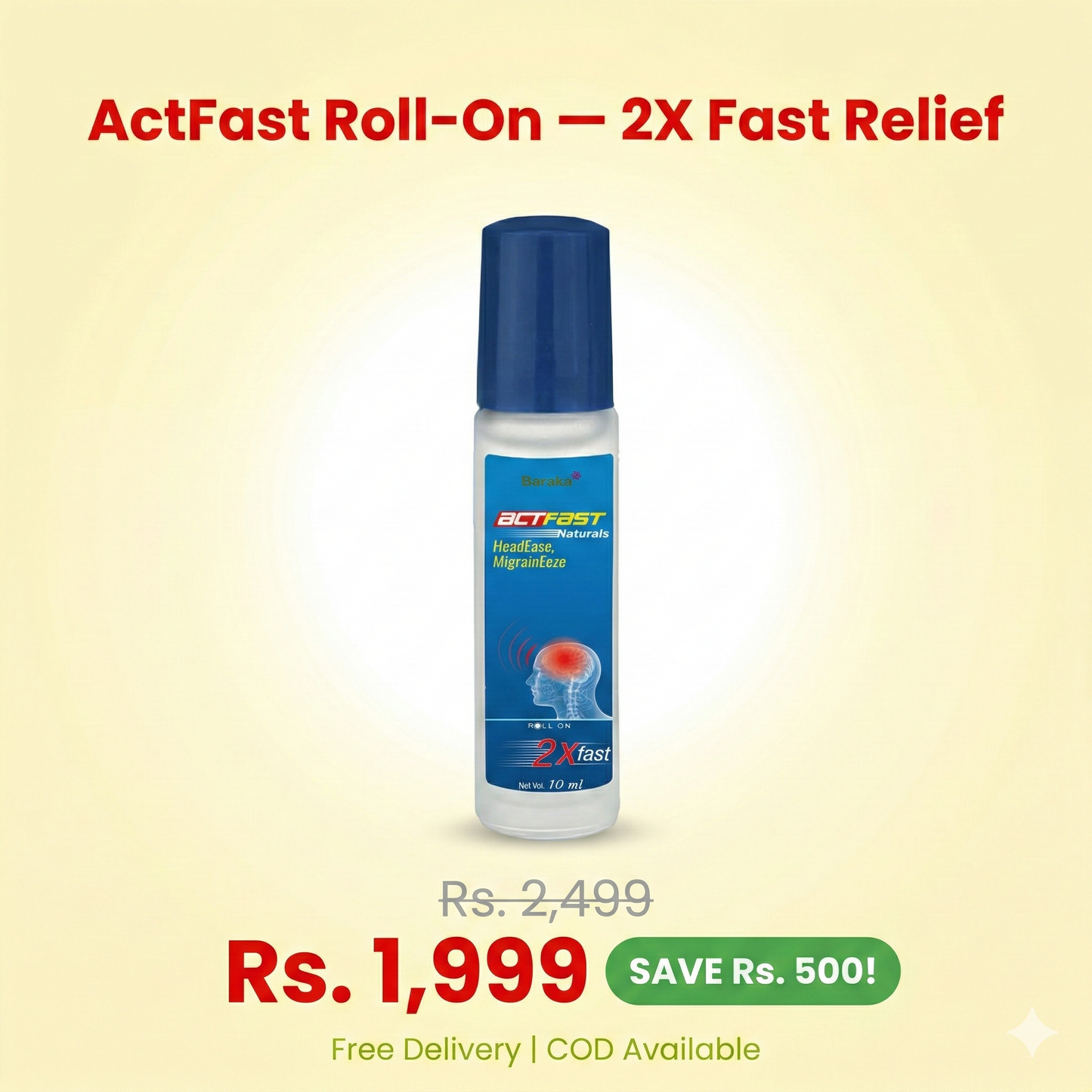 ActFast Roll-On 10ml — fast-acting natural headache and migraine relief