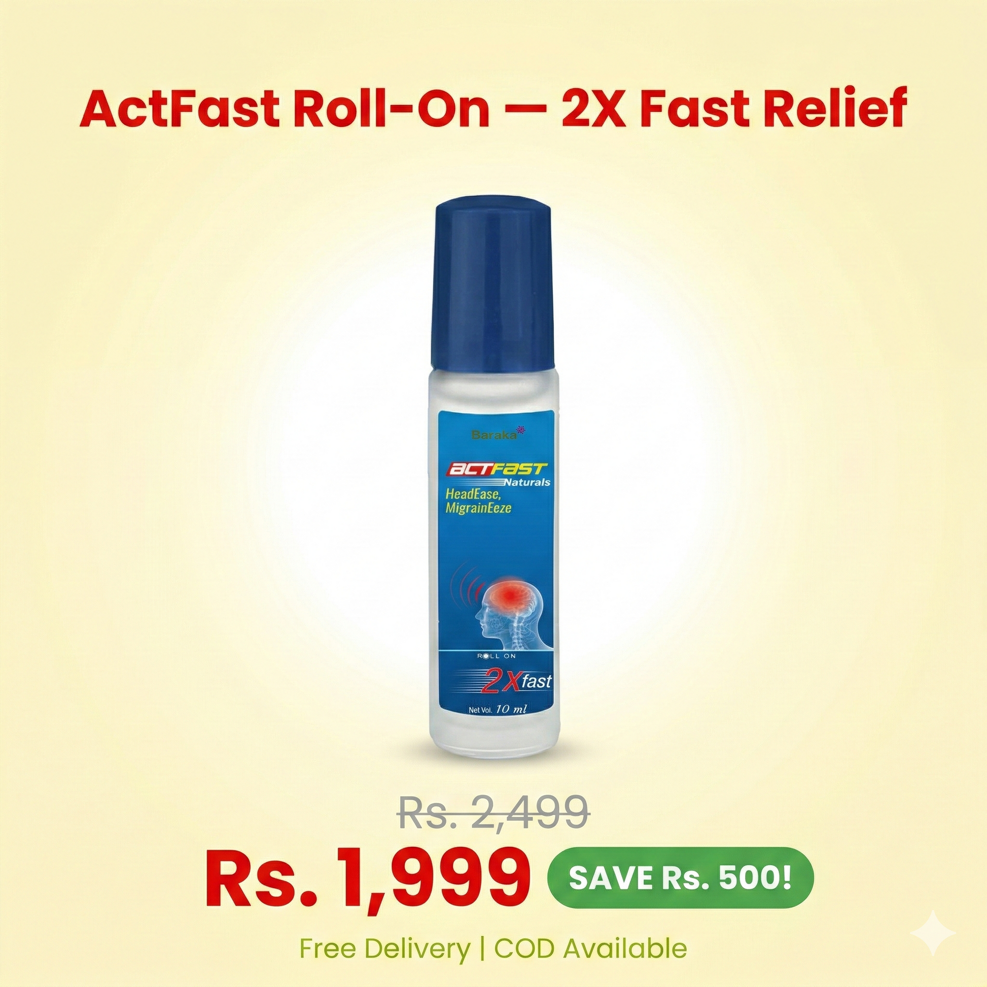 ActFast Roll-On 10ml — fast-acting natural headache and migraine relief